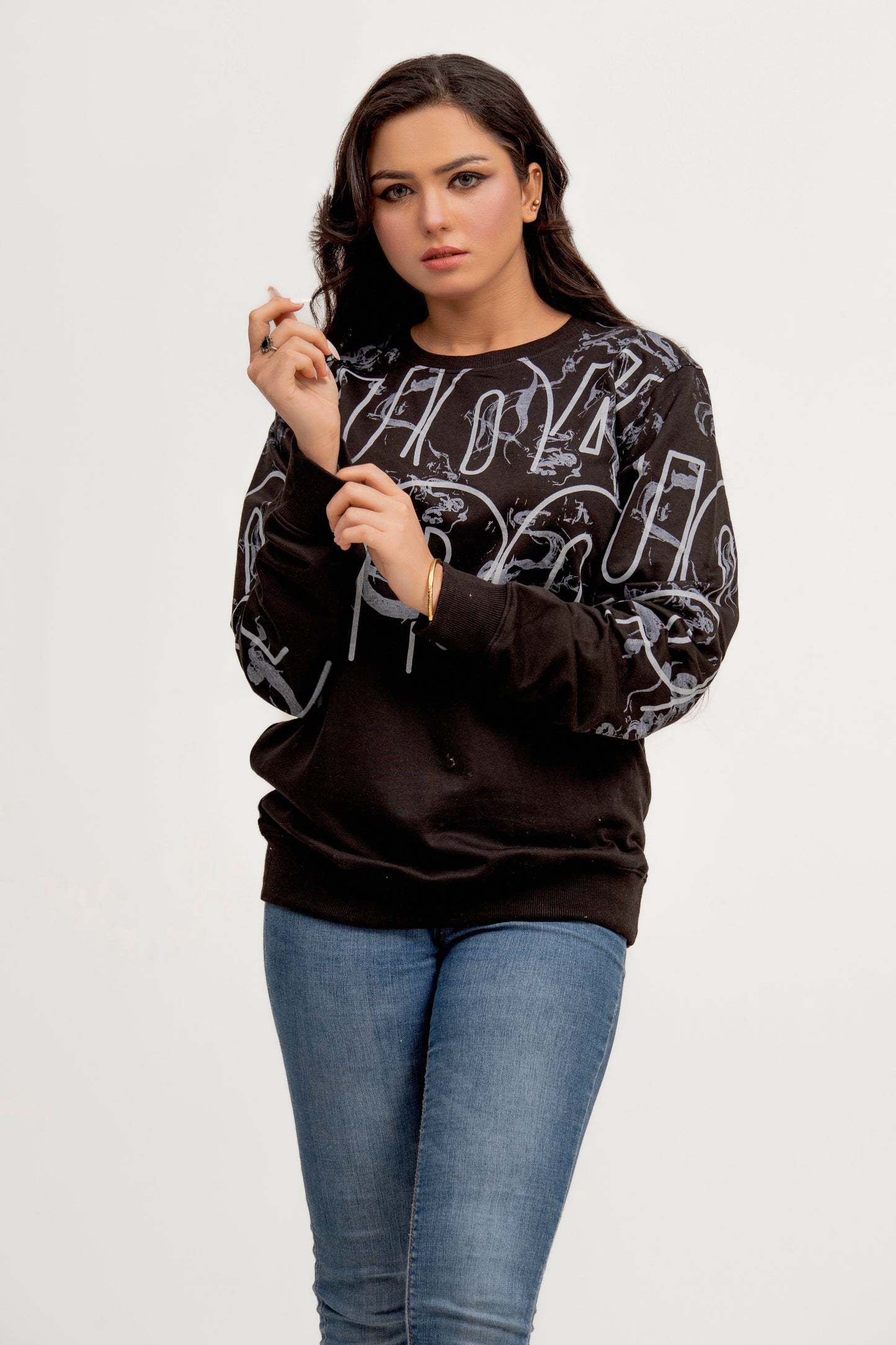 Black Printed Sweatshirt
