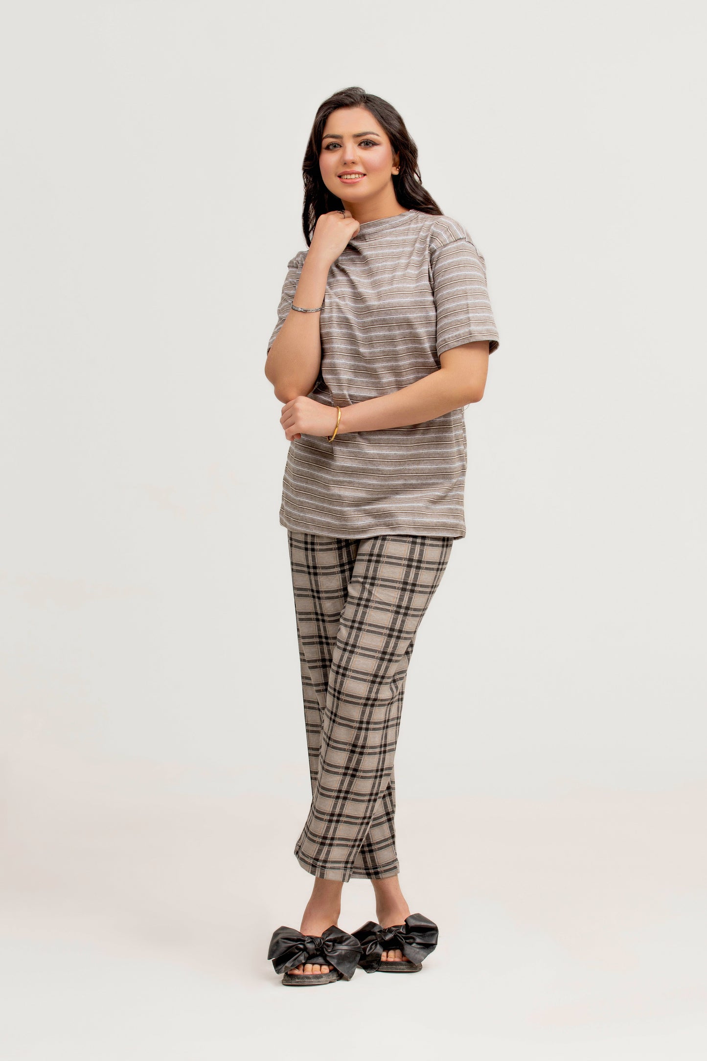 Brown Stripes Night Suit