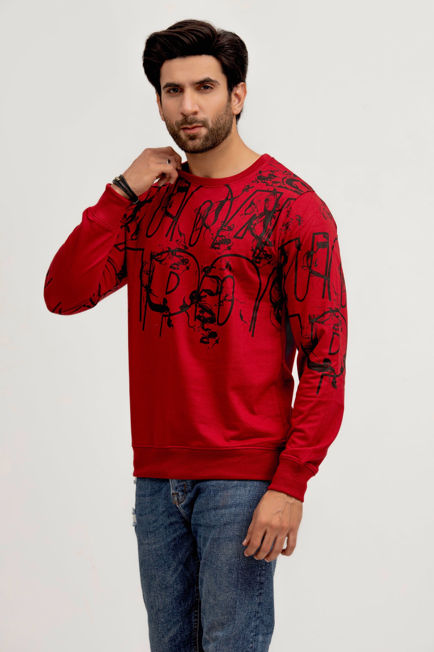 Maroon Printed Sweatshirt