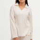 Plain Co-Ord Waffle Knitted V-Neck - WHITE