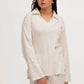 Plain Co-Ord Waffle Knitted V-Neck - WHITE
