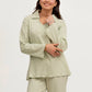 Plain Co-Ord Waffle Knitted V-Neck - LIGHT OLIVE