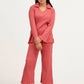 Plain Co-Ord Waffle Knitted V-Neck - PINK