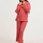 Plain Co-Ord Waffle Knitted V-Neck - PINK