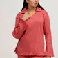 Plain Co-Ord Waffle Knitted V-Neck - PINK