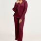 Plain Co-Ord Waffle Knitted V-Neck - MAROON