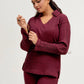 Plain Co-Ord Waffle Knitted V-Neck - MAROON