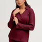 Plain Co-Ord Waffle Knitted V-Neck - MAROON