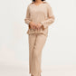 Plain Co-Ord Waffle Knitted V-Neck - CREAM