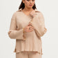 Plain Co-Ord Waffle Knitted V-Neck - CREAM