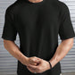 Waffle Knitted Drop shoulder T-Shirt Man Black