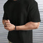 Waffle Knitted Drop shoulder T-Shirt Man Black