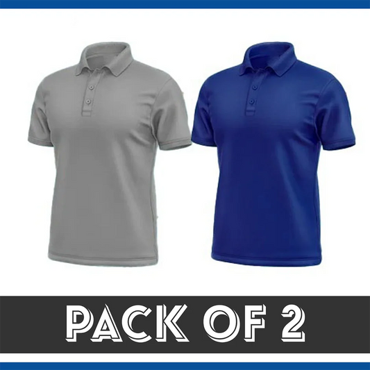 Pack Of 2 Polo T-Shirt - Steel Grey & Royal Blue