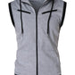 Grey Sleeveless Hooded Zipper